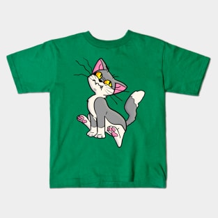 Suspicious Gray Cat Kids T-Shirt